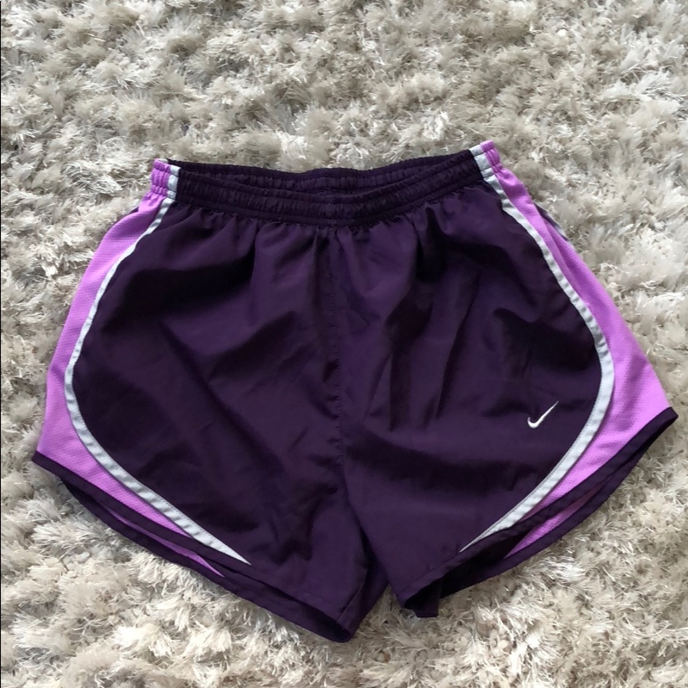 Purple Nike Dri-Fit running shorts